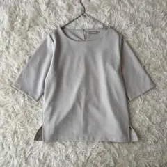 【LEPSIMレプシィム】5部袖トップス ノーカラー グレー【M】