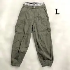 00s y2k カーゴパンツ　ワークパンツ　英字ロゴ　ゆるだぼ　L