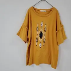 アズノウアズ　半袖　カットソー　Tシャツ　フリンジ　オレンジ　F