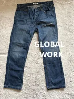 GLOBALWORK ストレートスリムダメージジーンズ