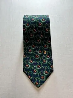 【美品】ARNYS Paris アルニスグリーンネイビーシルクタイ