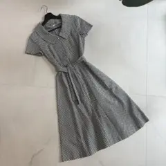 【美品】フランコフェラーロ　半袖ワンピース　ドット　リボン付