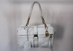 (A4) LOEWE ロエベ ローラ チェーンバッグ レザー 白