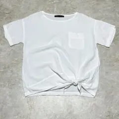 アップタイト 半袖Tシャツ ホワイト 綿麻 コットンリネン 透け感