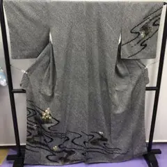 2160 絞り 刺繍 訪問着 黒 49800桔梗 菊 女郎花 流水