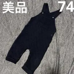 プチバトー キルティング オーバーオール 74cm 12m 美品 ネイビー
