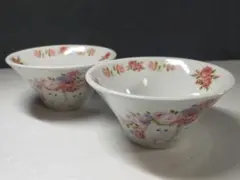 反型ボウル　猫とバラ　2個セット
