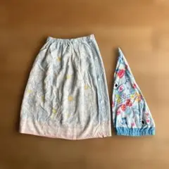 花柄ラップタオル　60cm タオルキャップ　ブルー系