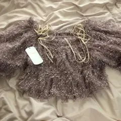 Chico フリンジリボン短丈ブラウス