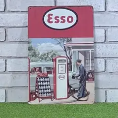 【56番】エッソ(Esso) エネオス ガソリン アメリカ 雑貨 ブリキ看板