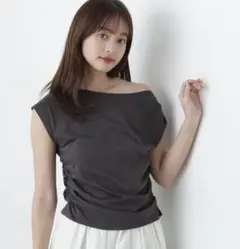 アシメTシャツ ダークグレー