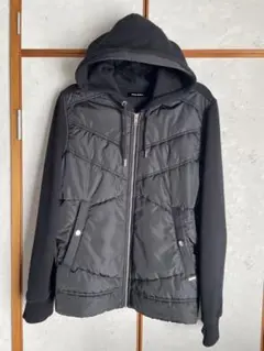 美品 DIESEL ディーゼル 中綿 裏起毛 パーカー ジャケット 黒 L