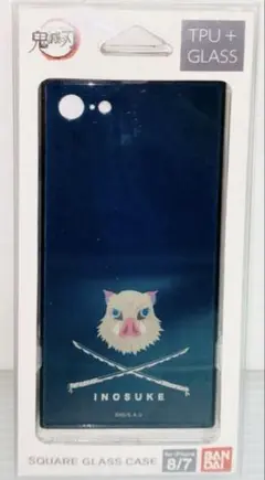 新品 鬼滅の刃 嘴平 伊之助 スマホケース iPhone8 スクエアガラスケース