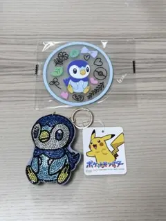 【ポッチャマ】ラインストーンキーホルダー&クリアラバーコースター2
