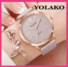YOLAKO クォーツ 腕時計 ローズゴールド　ブレスレットセット