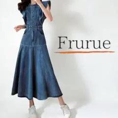 未使用タグ付き♡ frurue フリルショルダー デニム ワンピース