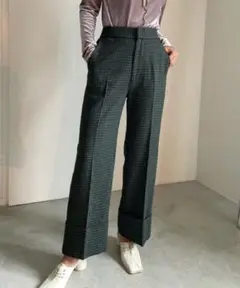 アメリ UND COLOR CHECK ROLL UP WIDE PANTS