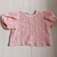 【美品】ninibello Ssizeドット柄パフスリーブシャツ ピンク