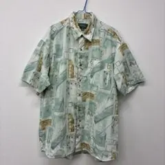 casualbasic アロハシャツ 水色 ベージュ 半袖 LL マ10