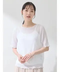 earth music ecology シアープルオーバー ホワイト Tシャツ