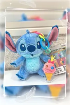 スティッチ ラウンドワン限定　 カラフルアイス アクリルチャーム付きマスコット