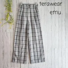 terawear emu　ワイドパンツ　タックパンツ　ガウチョ　秋　チェック柄