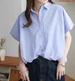 9/1まで価格✨美品✨DISCOAT ライトブルー 半袖シャツ　ブラウス