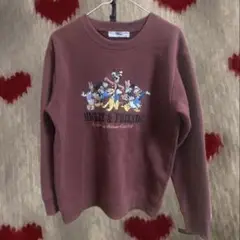 スエット　ディズニー　秋物　ワインレッド　赤　古着