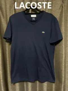 LACOSTE ネイビー Vネック Tシャツ M レギュラーフィット