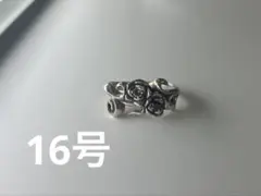 【BLESS STEEL】 ブラック＆ホワイトローズ シルバーリング（16号）