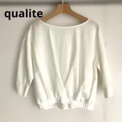 ☘ qualiteカリテ5分袖白ブラウス美品
