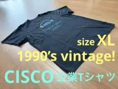 【美品1990年代ヴィンテージ!】Cisco/シスコ 企業Tシャツ XL黒
