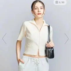 BEAUTY&YOUTH アイボリー ジップアップ 半袖