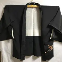 しつけ糸付き☆羽織☆黒☆紋なし☆袷