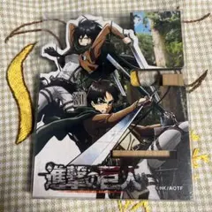 進撃の巨人 スマホスタンド 木製 ミカサ エレン