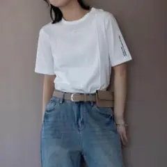 ✨美品✨　VACANCY ロゴ刺繍パイピングTシャツ　トップス　Tシャツ