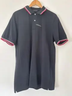 PRADA ポロシャツ 黒 トリコロール襟