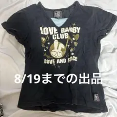 平成ギャル　グランジ　LOVE RABBY CLUB Tシャツ ブラック　ピチT