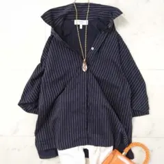 極美品♪ セオリー 23SS ストライプ 比翼 コットンブラウス ブラック
