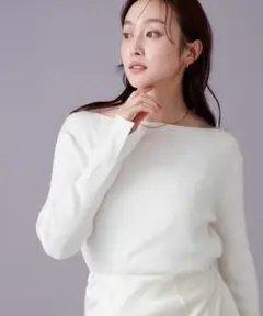 ur's ボートネックスリットスリーブリブニット