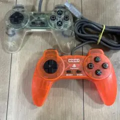 PS1 PS2 HORI コントローラー クリア　クリア　オレンジ　2個セット②