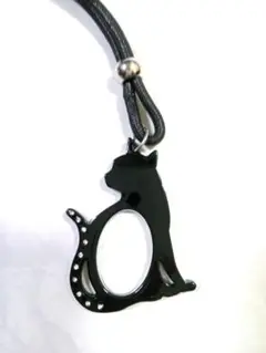ジンカネズ　黒　猫　シルエットルーペ バックチャーム 　ストーン付き　QVC