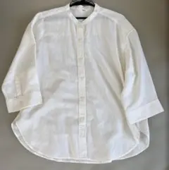新品　未使用　タグなし　ユニクロ　リネンブレンドバンドカラーシャツ/7分袖