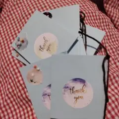 水色の「thank you」カードセット10枚
