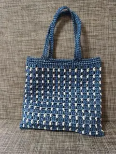 スズランテープバッグ　ネイビー×グレージュ　ペタンコサブバッグ