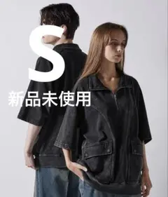【CLEL】ヘビーウェイトヴィンテージデザイン半袖ハーフジップTシャツ ブラック