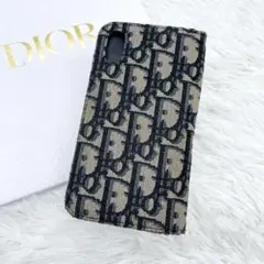 Dior iPhoneX/XS 手帳型ケース トロッター キャンバス ネイビー