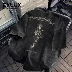 EXLUX ダークグレー オーバーサイズTシャツ