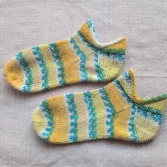 【ハンドメイド】手編みの小さめくつした　21cm〜22.5cm