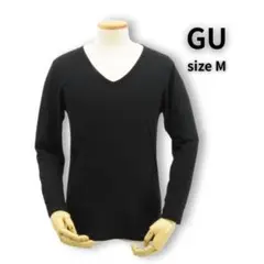 GU◇ストレッチ深VネックTシャツ◇サイズM◇ブラック◇インナーに◇ジーユー